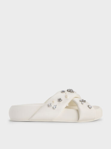 Dép quai chéo Gem & Pearl, Trắng, hi-res