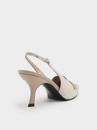 Griselda Two-Tone Slingback Pumps, Light Grey, hi-res