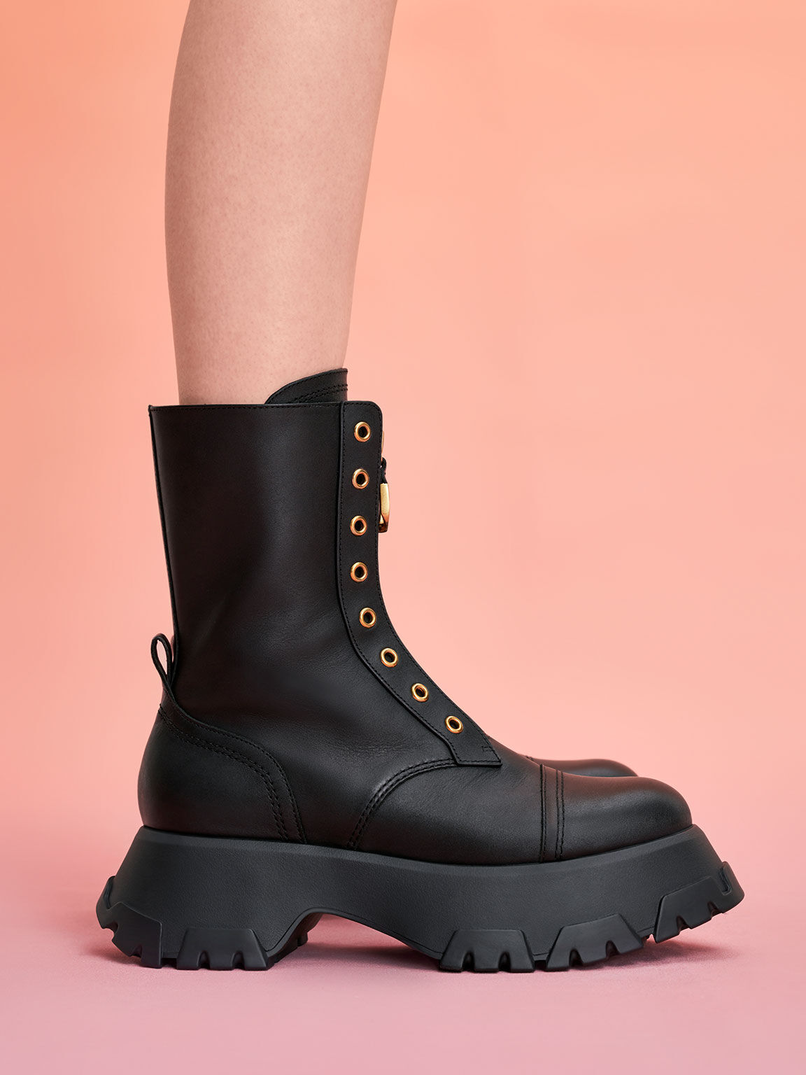 Mardela Front Zip Ankle Boots, Black, hi-res