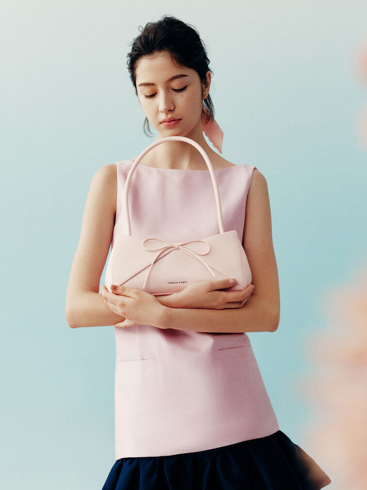 T&uacute;i đeo vai Hazel Bow Panelled, Soft Pink, hi-res