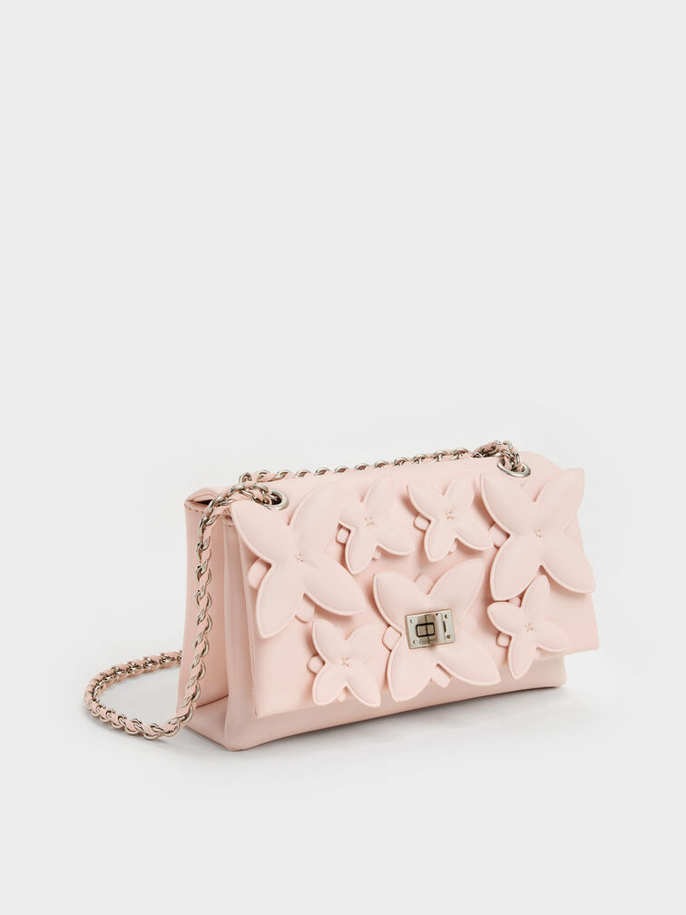 Gift Set: Flower Chain Shoulder Bag With Jewellery Set, Soft Pink, hi-res