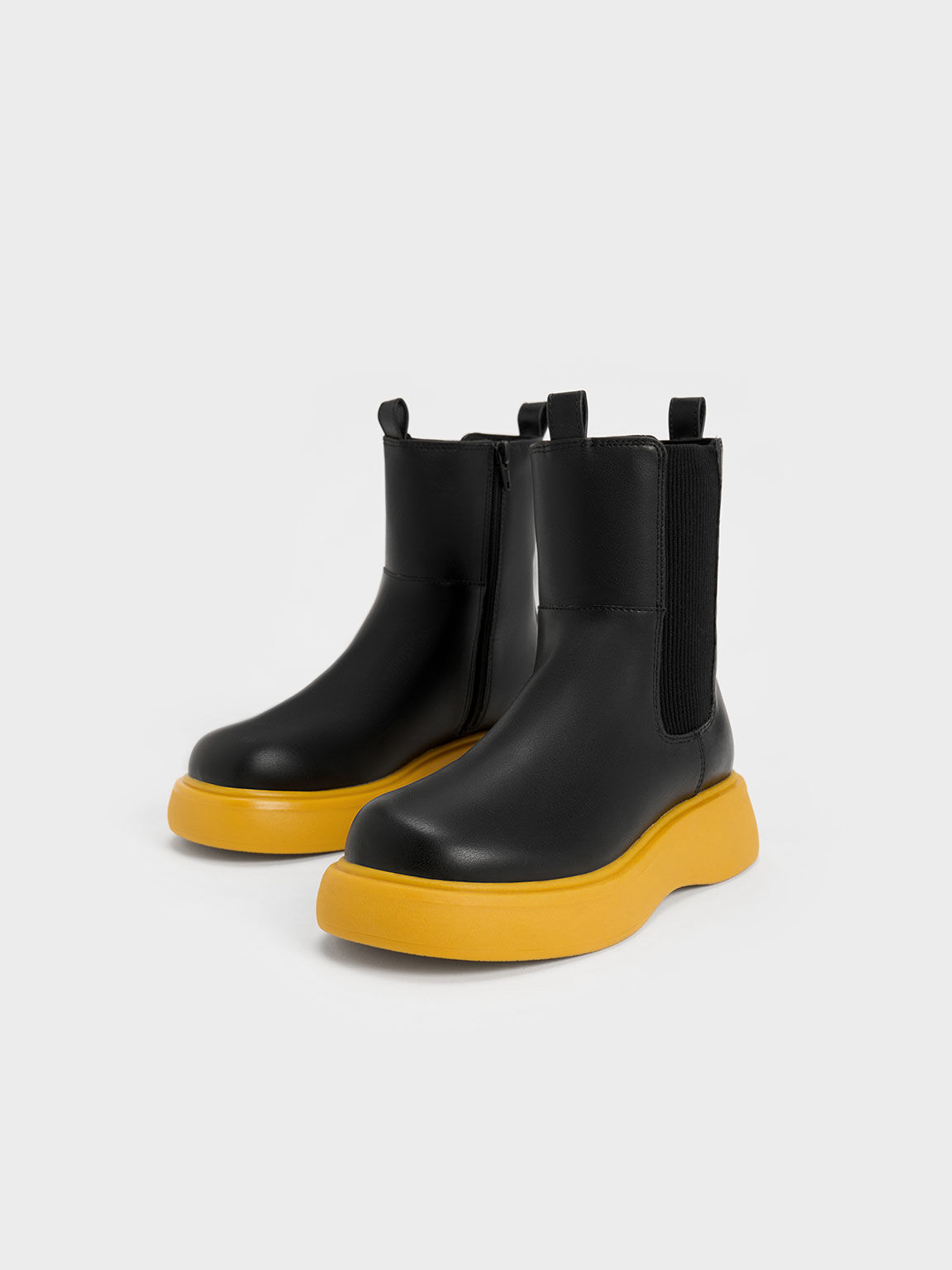 Giày chelsea boots trẻ em Double Pull Tab, Đen, hi-res
