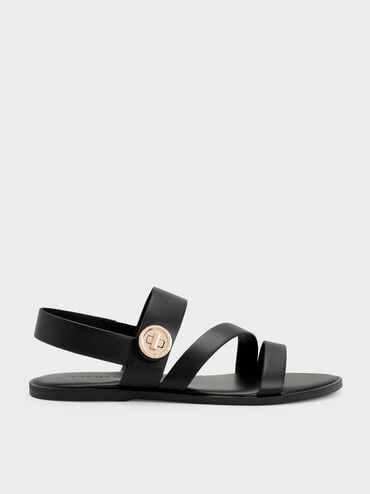 Gi&agrave;y sandals Yara Turn Lock Strappy, Đen, hi-res