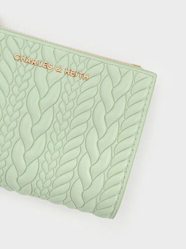 Apolline Textured Top-Zip Wallet, Mint Green, hi-res