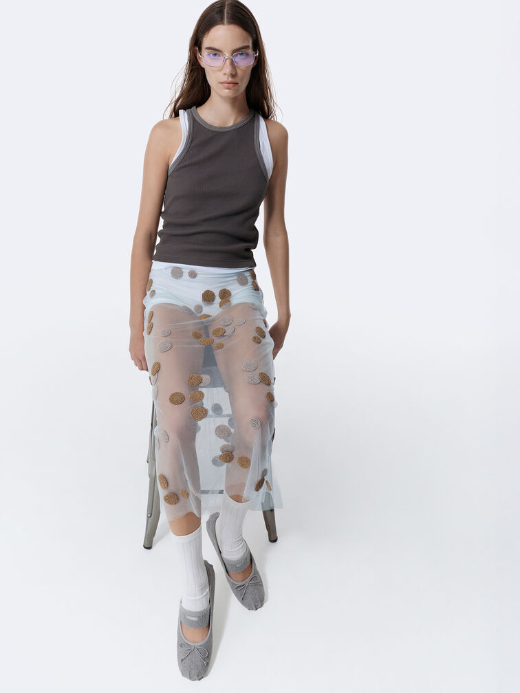 Winona Felt Mary Jane Flats, Light Grey, hi-res