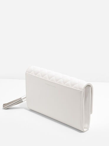 Quilted Clutch, White, hi-res
