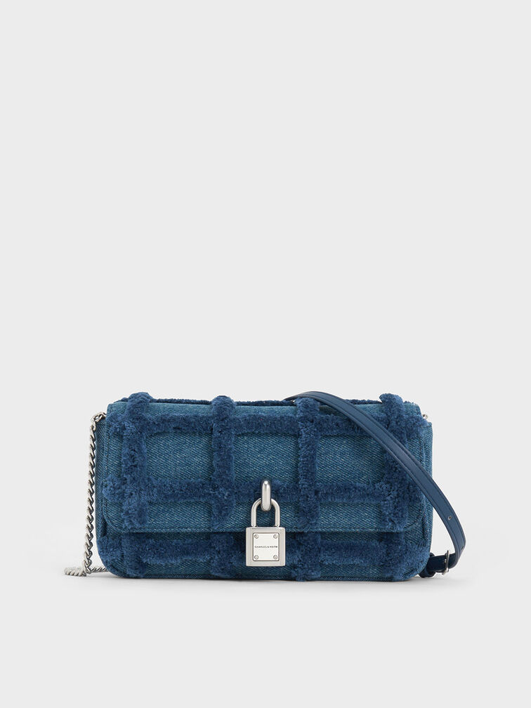 Suki Denim Fringe Crossbody Bag, Denim Blue, hi-res