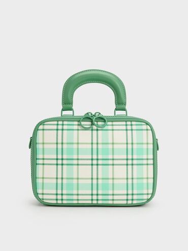 Cyrus Checkered Boxy Bag, Green, hi-res