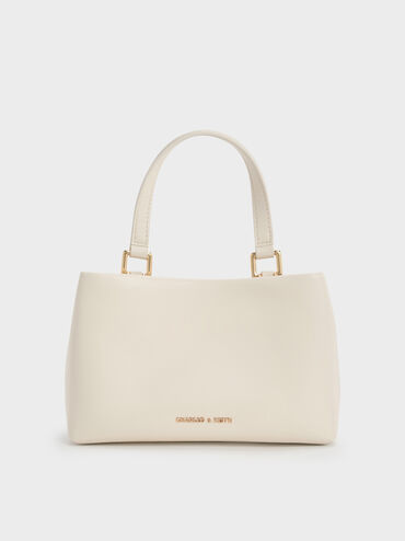 Halsey Ruched Top Handle Bag, Cream, hi-res