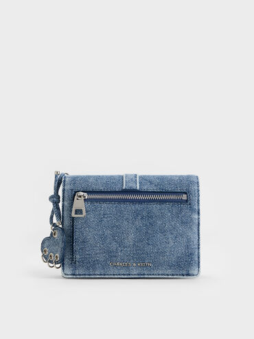 Rey Denim Heart Belted Passport Holder, Denim Blue, hi-res