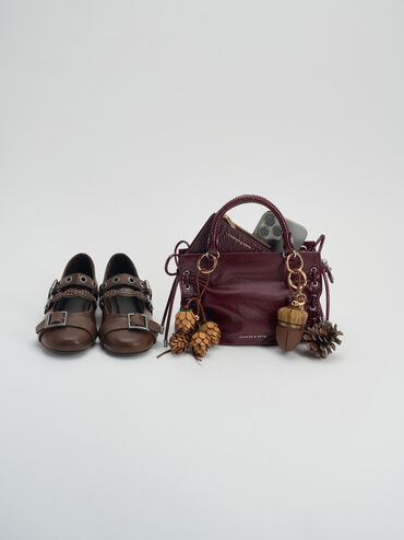 Mini Nylah Grommet Lace-Up Tote Bag, Wineberry Red, hi-res