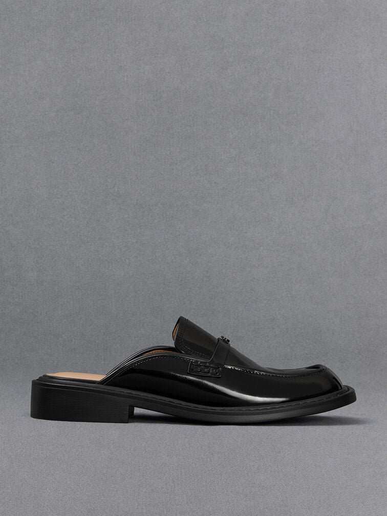 Tahlia Leather Loafer Mules, Black Boxed, hi-res