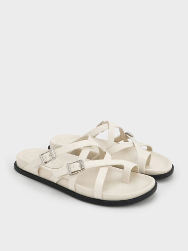 Crossover Toe-Ring Sandals, Chalk, hi-res