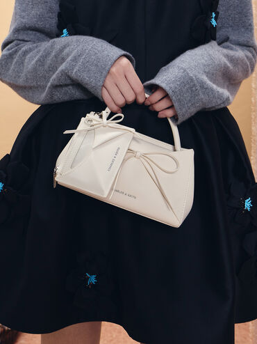 Hazel Bow Panelled Card Holder, Cream, hi-res