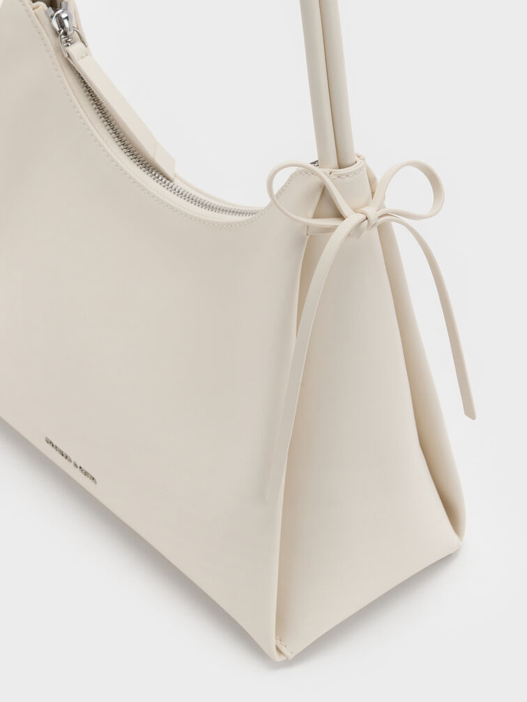Hazel Bow Hobo Bag, Cream, hi-res