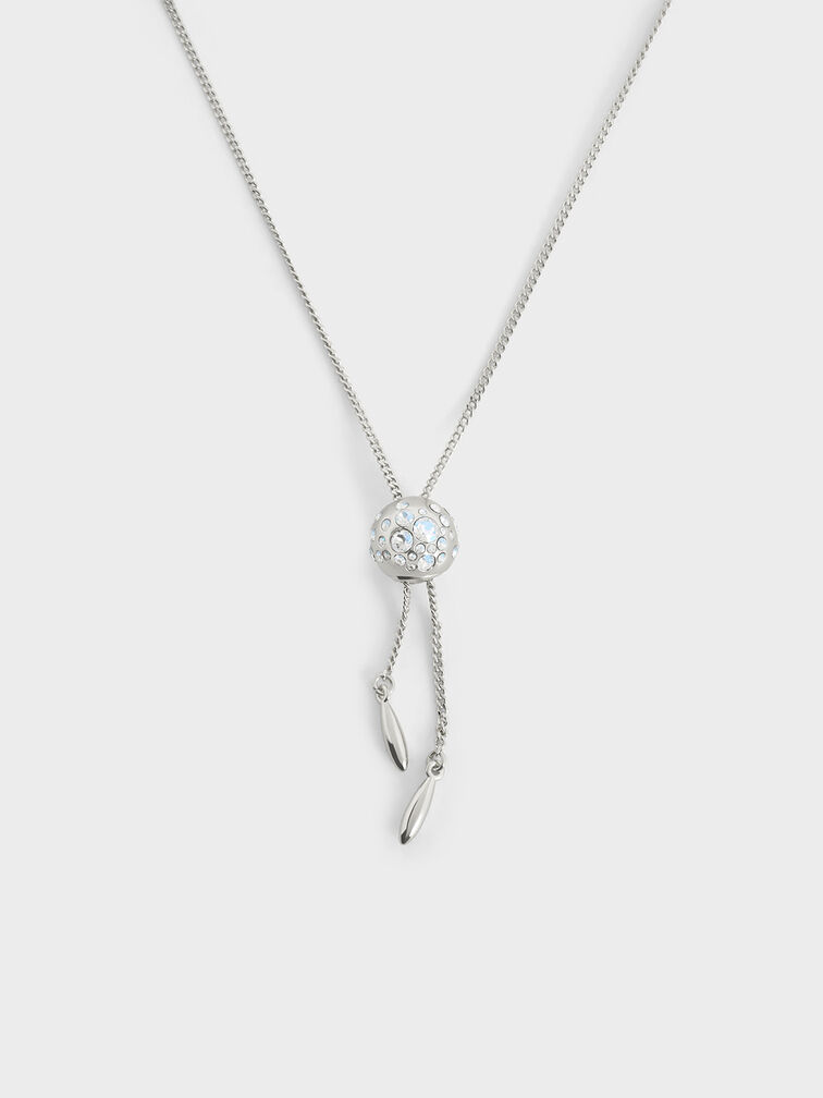Reverie Crystal Ball Slider Necklace, Silver, hi-res