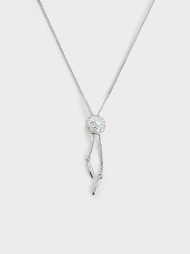 Reverie Crystal Ball Slider Necklace, Silver, hi-res