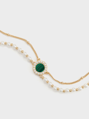 V&ograve;ng đeo tay Pearl & Gemstone, Xanh l&aacute;, hi-res