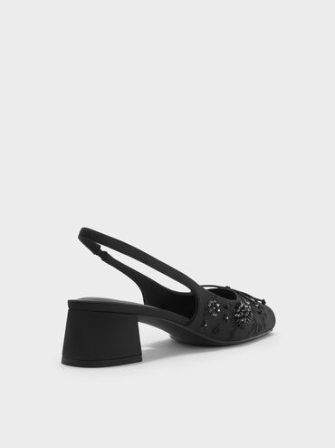 Gi&agrave;y sandals cao g&oacute;t mũi vu&ocirc;ng Sadira, Đen họa tiết, hi-res