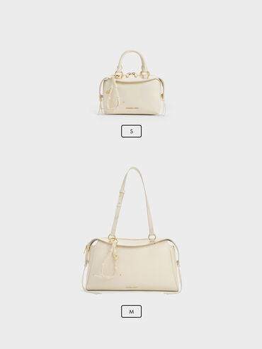Haylen Braided-Charm Bowling Bag, Cream, hi-res