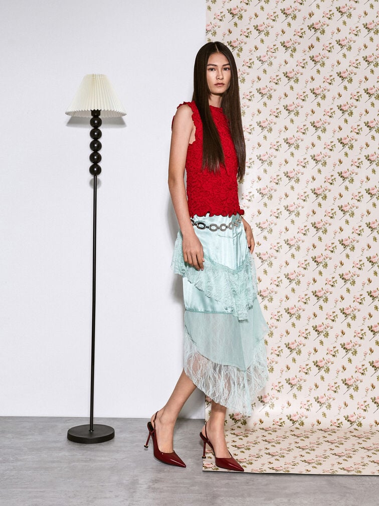 Gi&agrave;y sandals cao g&oacute;t Wynn Patent Pointed-Toe, Đỏ, hi-res