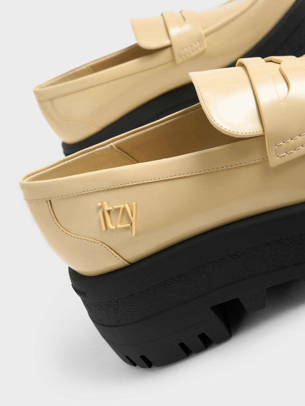 Giày loafers mũi vuông Rainier Chunky Platform Penny, Vàng, hi-res