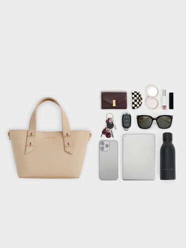 Túi tote hình thang Mini Shania, Dusted Oat, hi-res