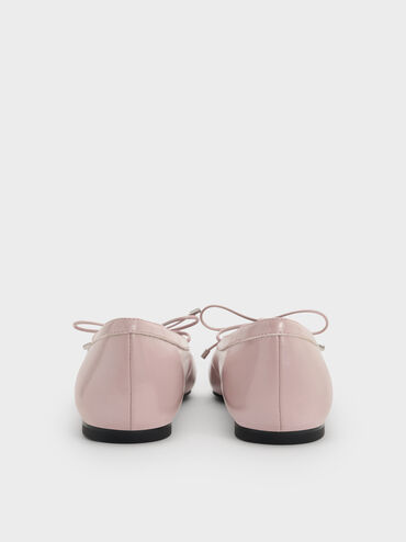 Lace-Up Bow Ballet Flats, Light Pink, hi-res