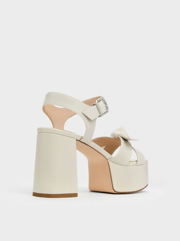 Anika Knot-Bow Platform Sandals, Chalk, hi-res