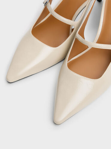 Pointed Slingback Mary Jane Pumps, Beige, hi-res
