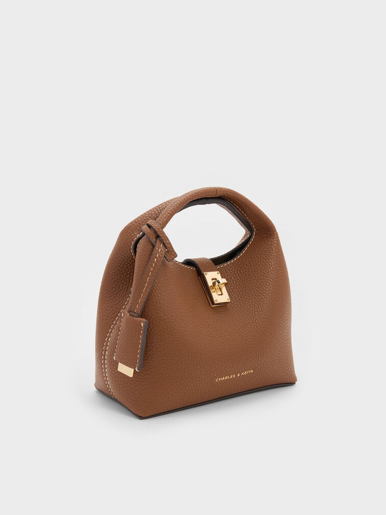 Mini Chance Turn-Lock Bucket Bag, Chocolate, hi-res