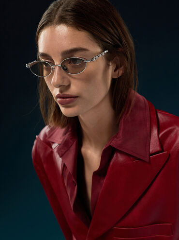 K&iacute;nh m&aacute;t gọng oval Paige, Bạc, hi-res