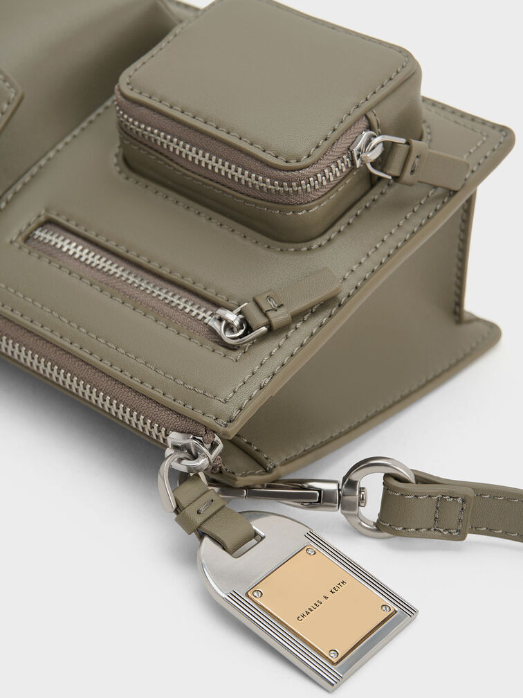 Austen Multi-Pocket Shoulder Bag, Khaki, hi-res