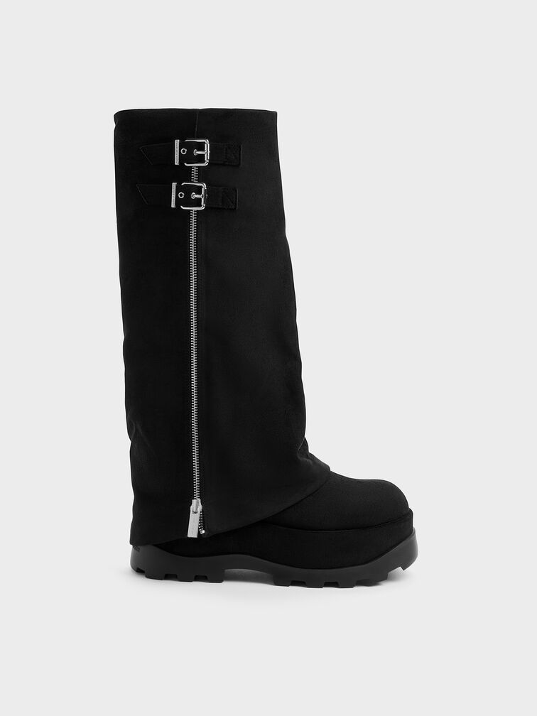 Boots cổ cao đế xuồng Barron, Đen họa tiết, hi-res