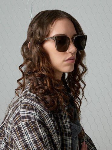 K&iacute;nh m&aacute;t gọng vu&ocirc;ng Freya Square Thick-Frame, Be, hi-res