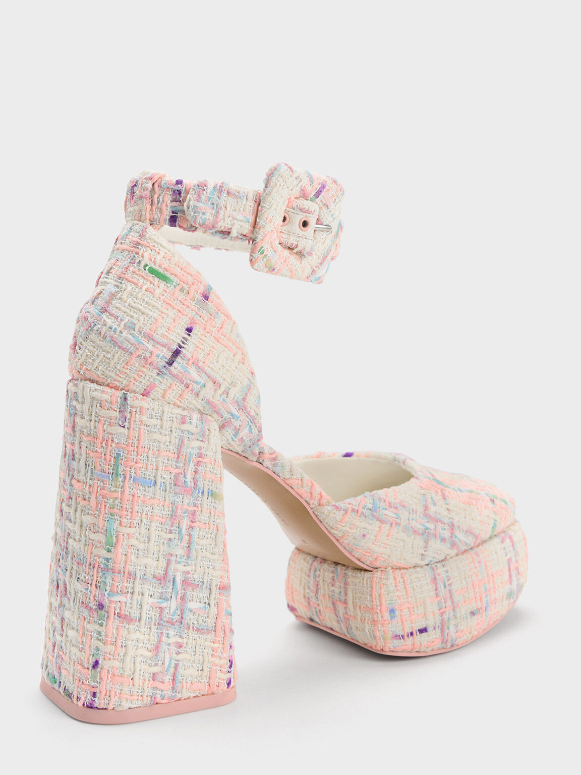 Giày cao gót bít mũi Tweed Buckled D'Orsay, Nhiều màu, hi-res