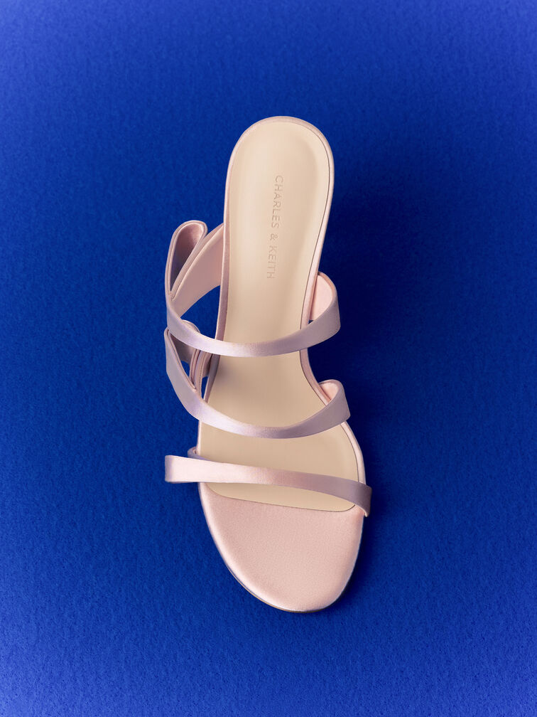 Gi&agrave;y mules cao g&oacute;t Satin, Hồng, hi-res
