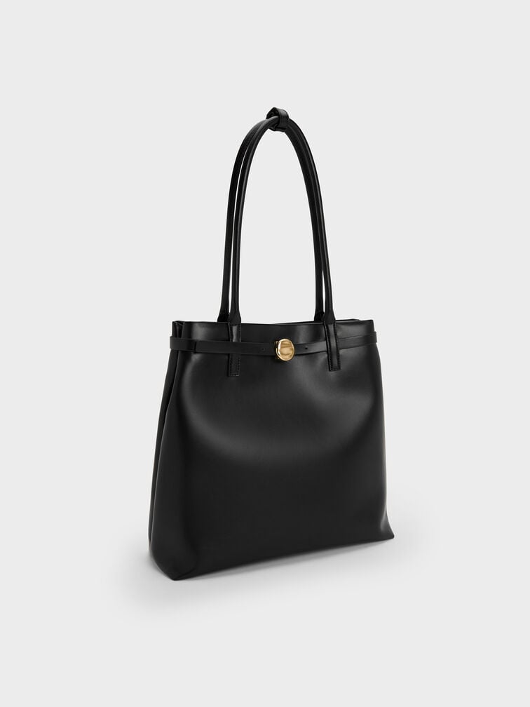 Behn Belted Tote Bag, Black, hi-res