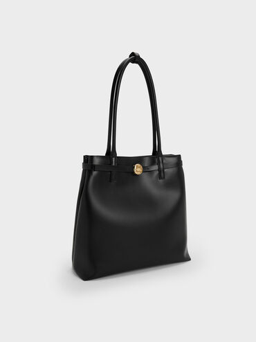 Behn Belted Tote Bag, Black, hi-res