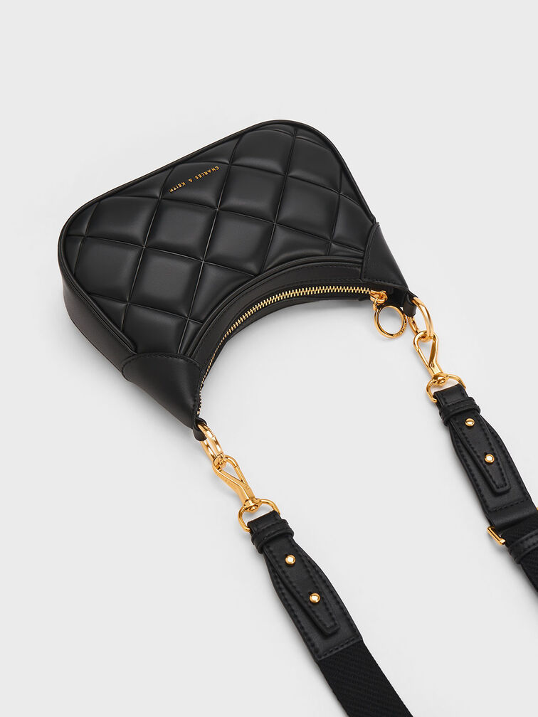 Mini Alcott Scarf Handle Quilted Bag, Black, hi-res