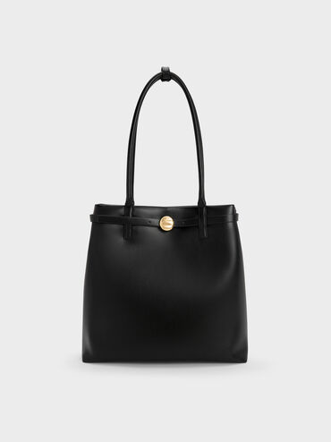 Behn Belted Tote Bag, Black, hi-res