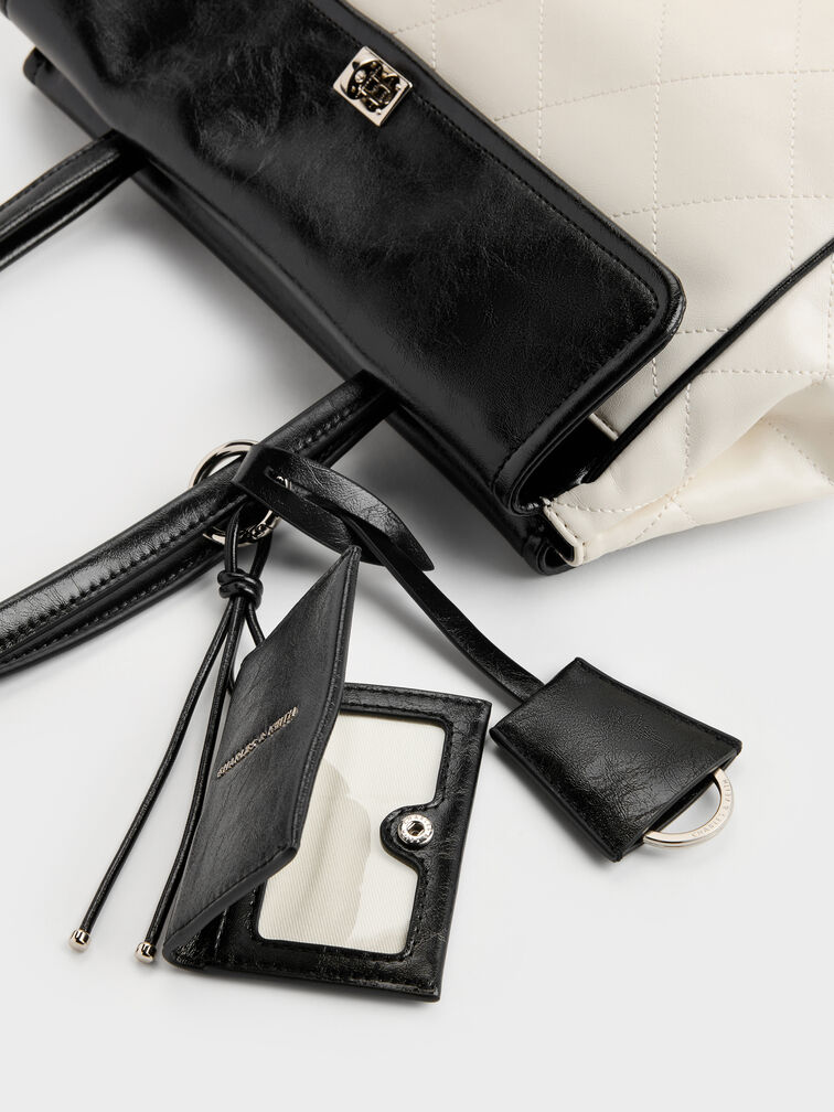 T&uacute;i tote chần b&ocirc;ng XL Apfra, Multi Cream, hi-res
