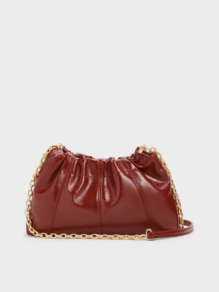 Ciara Ruched Crossbody Bag, Burgundy, hi-res