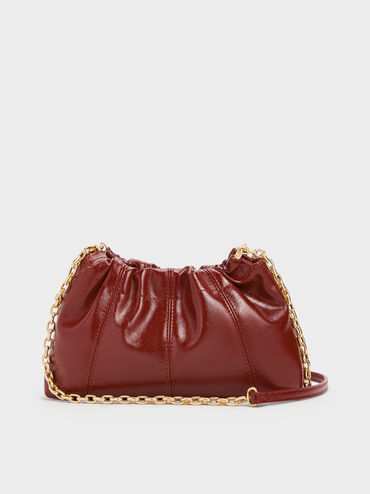 Ciara Ruched Crossbody Bag, Burgundy, hi-res