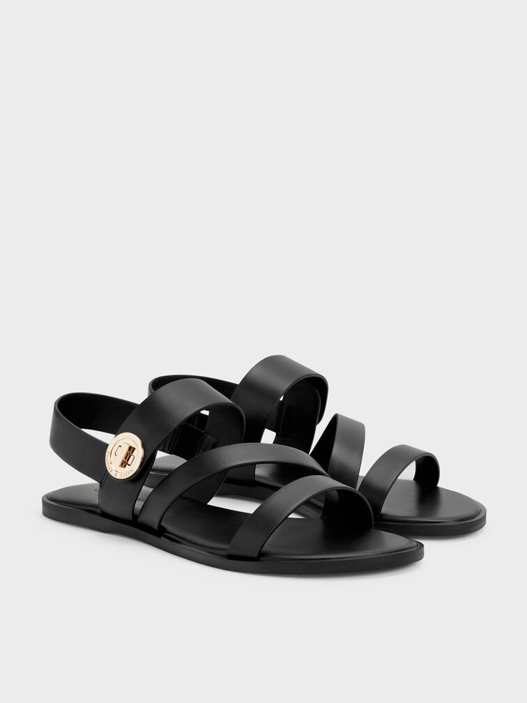 Gi&agrave;y sandals Yara Turn Lock Strappy, Đen, hi-res