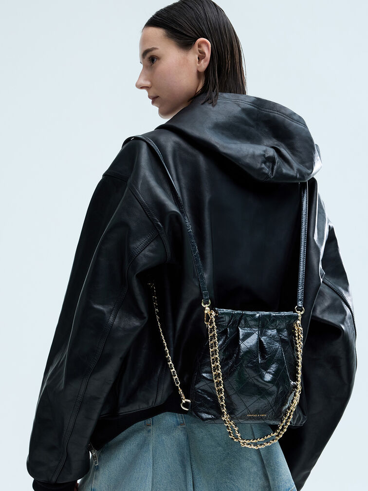 Duo Chain-Handle Two-Way Backpack, Black, hi-res