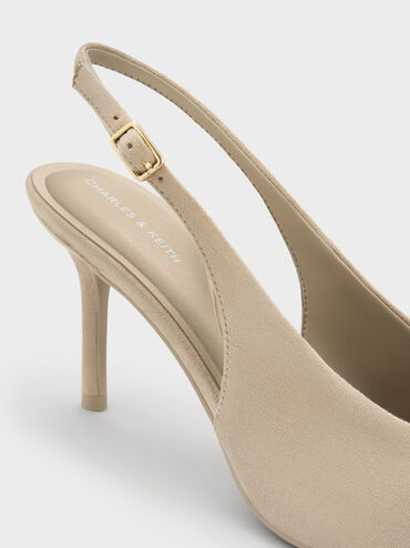 Emelia Faux Suede Slingback Pumps, Beige, hi-res