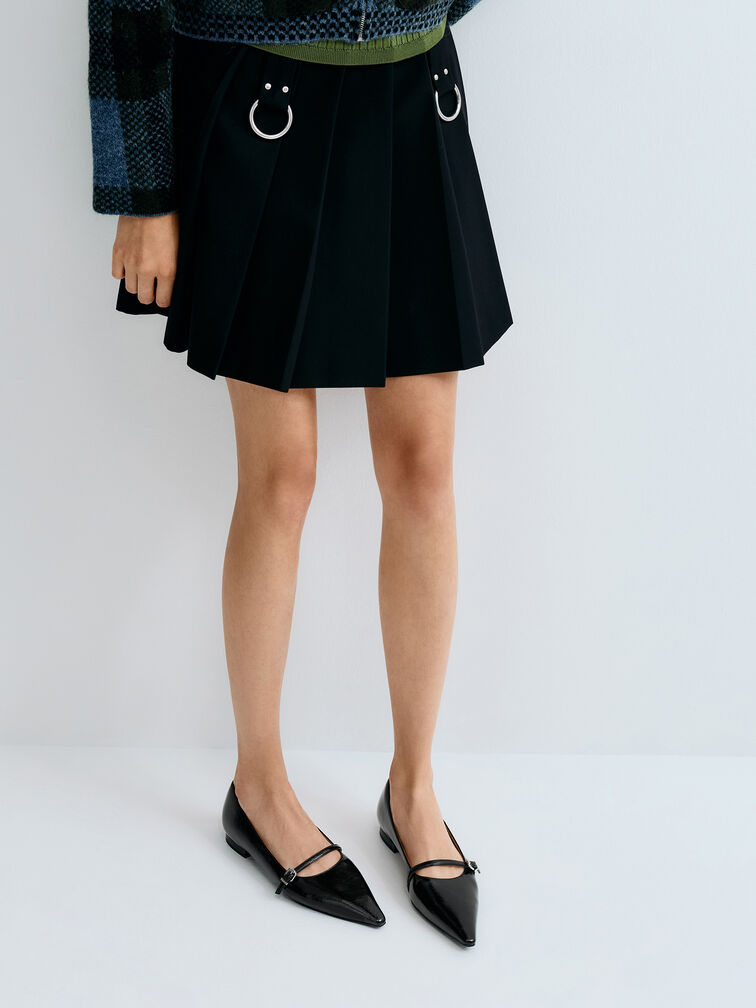 Gi&agrave;y b&uacute;p b&ecirc; mũi nhọn Crinkle-Effect, Đen, hi-res