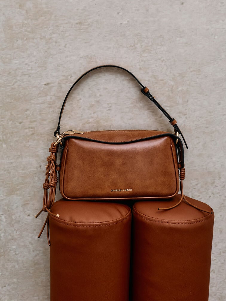 Mini Haylen Braided-Charm Shoulder Bag, Distressed Tan, hi-res