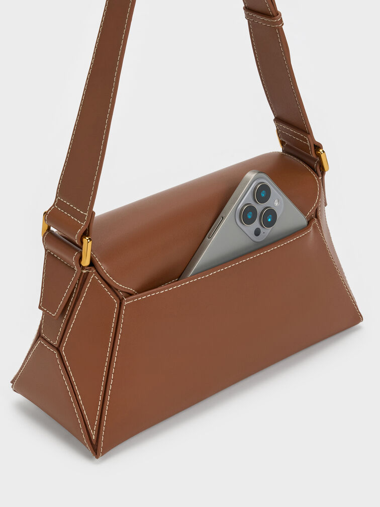 Nasrin Geometric Shoulder Bag, Chocolate, hi-res
